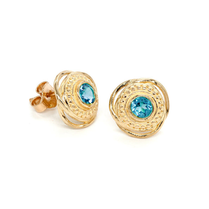 Danny Newfeld Jewelry 14K Solid Gold Gemstone Stud Earrings