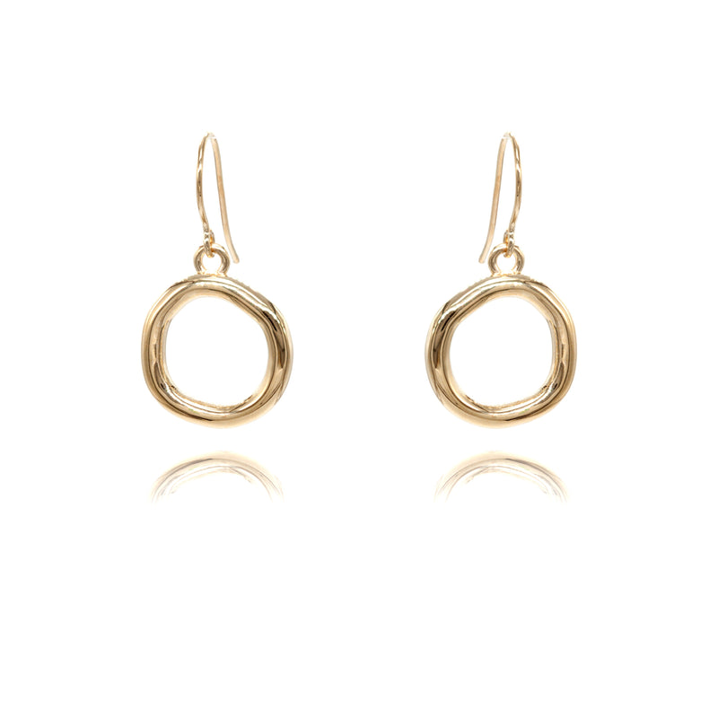 Solid gold Karma Open Circle Trio set of Earrings, Necklace and Ring