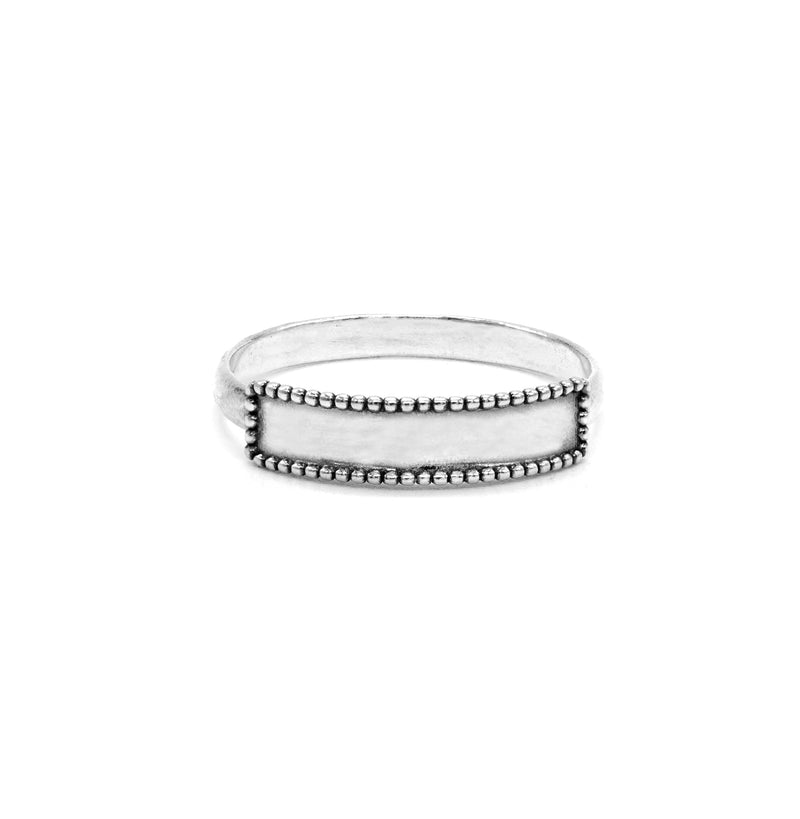 Engravable Beaded Tag Ring