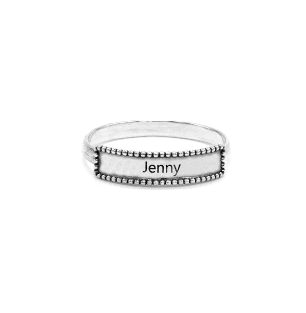 Engravable Beaded Tag Ring
