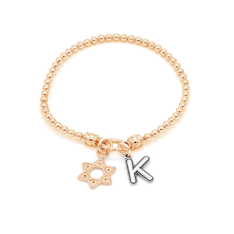Stretch Charm Bracelet with Star of David and Alphabet Charms