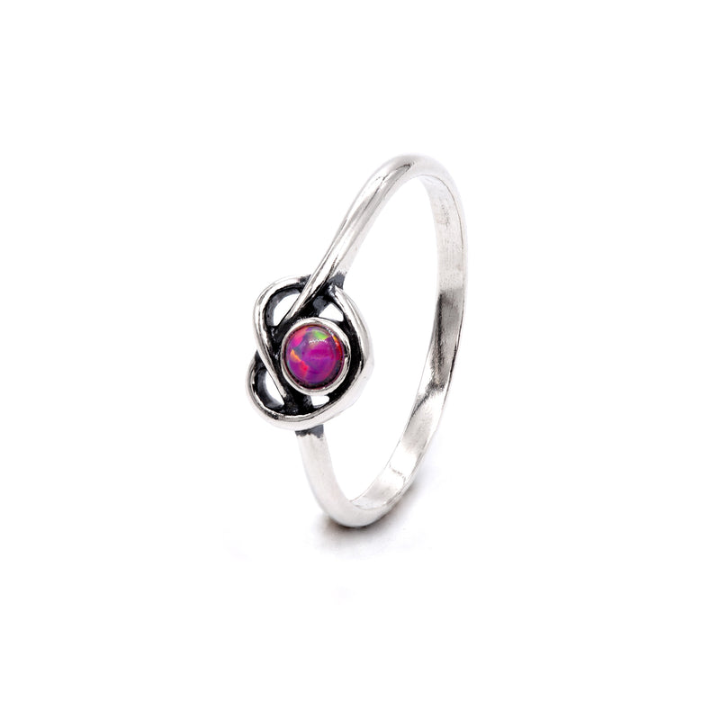 Opal Heart Knot Stacking Ring