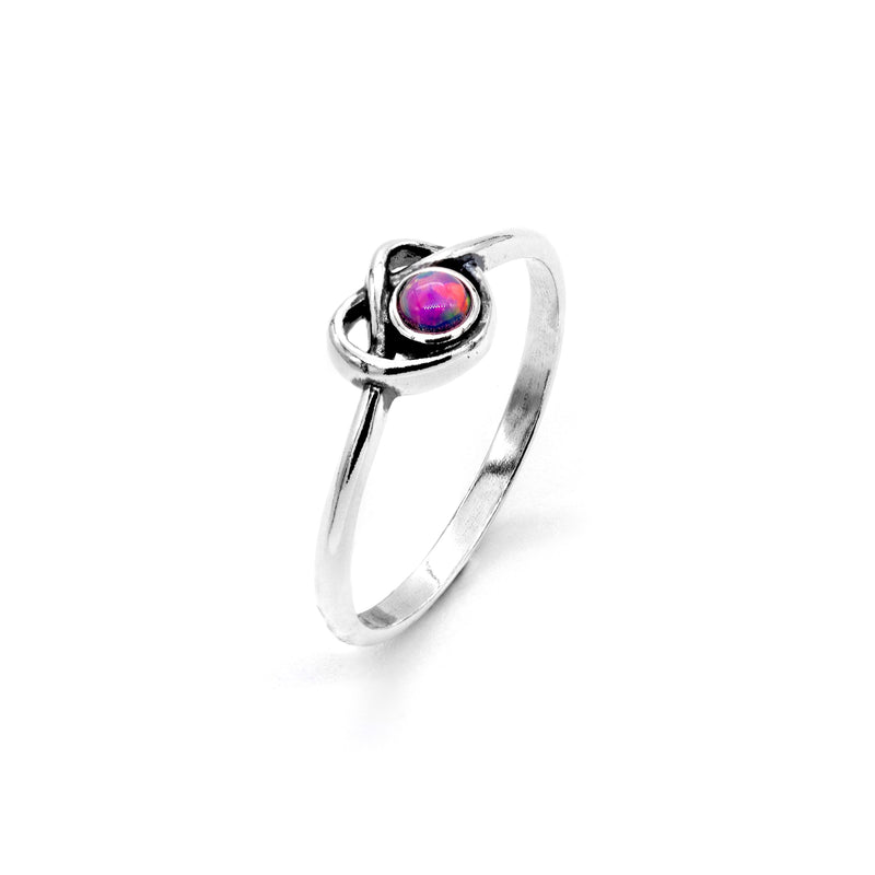 Opal Heart Knot Stacking Ring