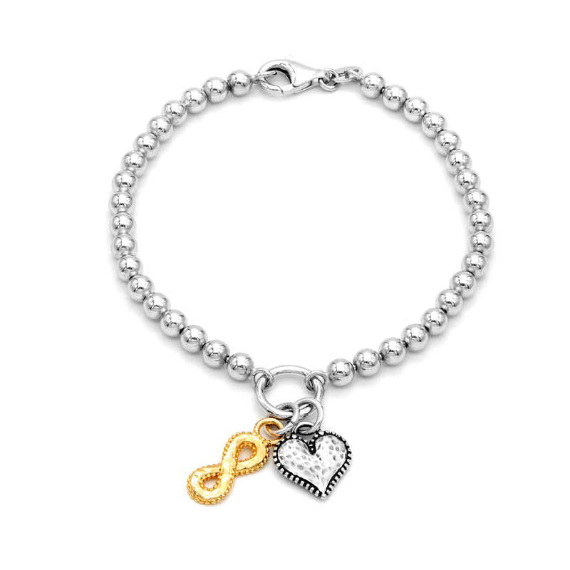 4mm Solid Beads Infinity and Heart Bracelet
