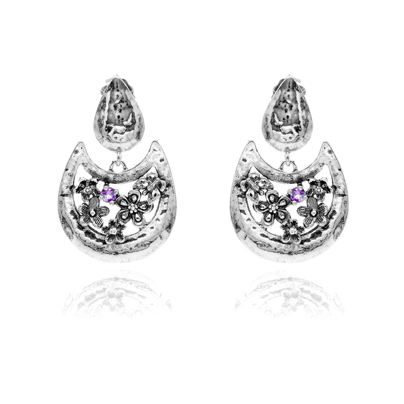Gemstone Flower Earrings