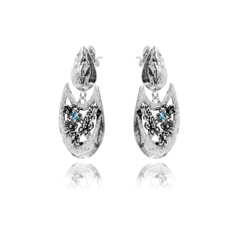 Gemstone Flower Earrings
