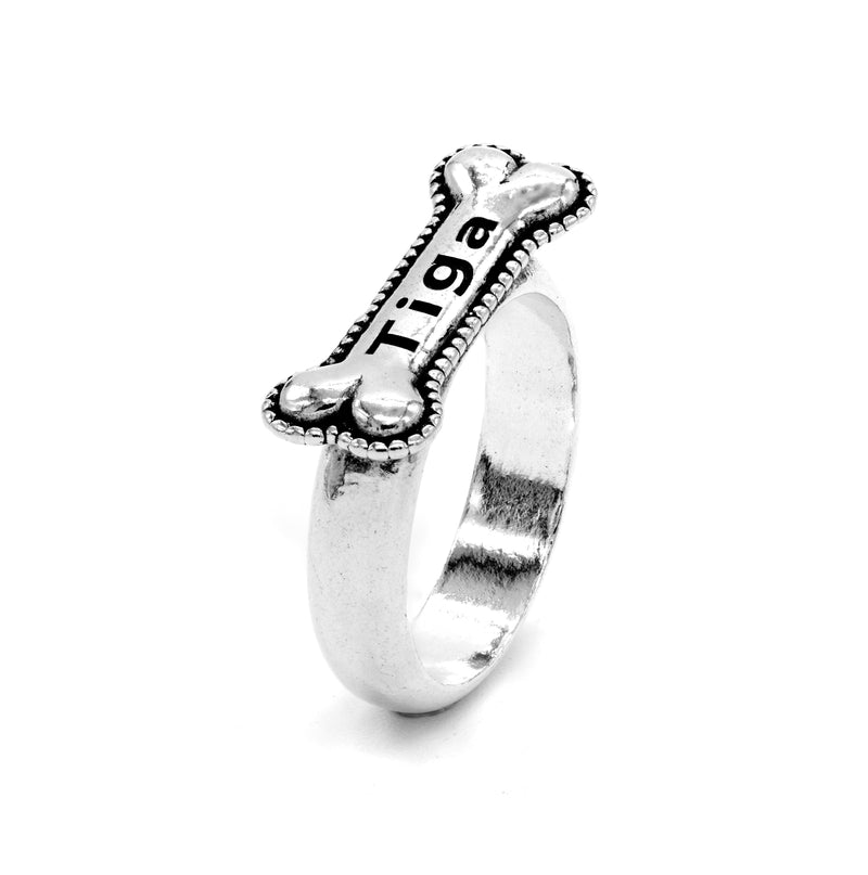 Personalized Dog Bone Ring