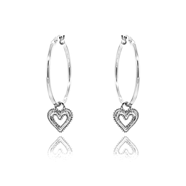TATIANA☆[SILVER925] Heart dangle Hoop Earring Designer fashion, Seoul-fully created | W Concept