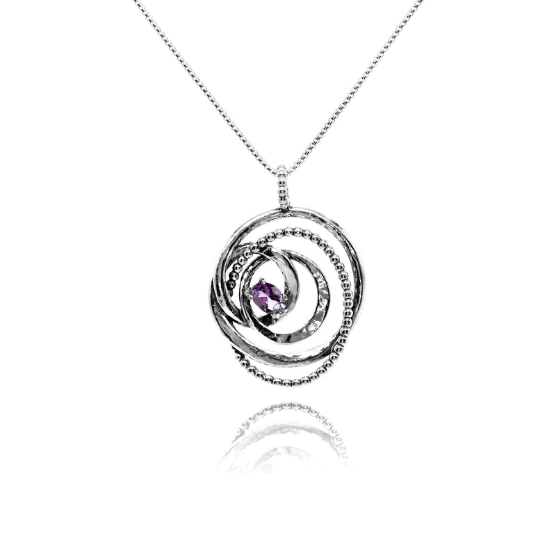 Textured Circle Gemstone Pendant