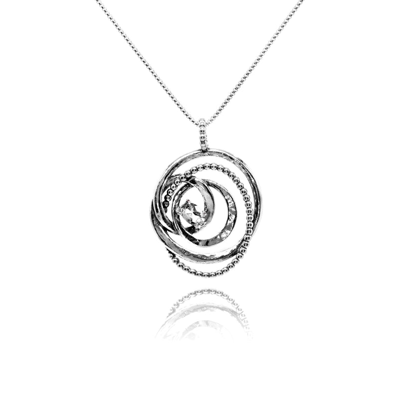 Textured Circle Gemstone Pendant
