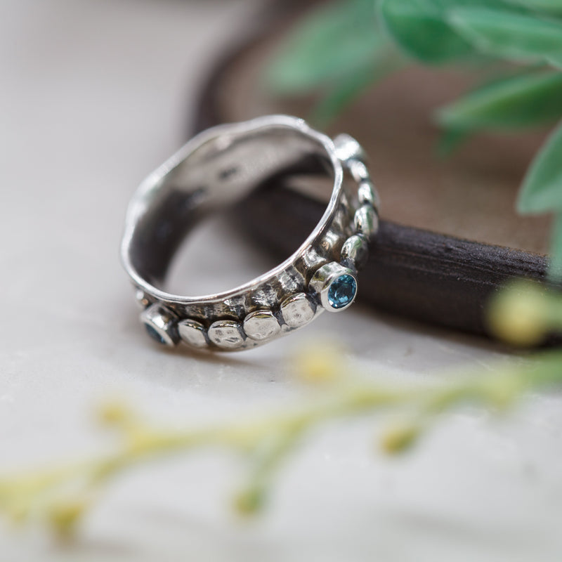 BLUE topaz Spinner Ring Sterling Silver - Danny Newfeld Collection