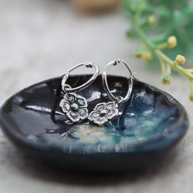 Mallow Floral Charm Hoop Earrings