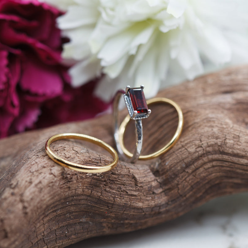 Garnet Gemstone Stack Rings Sterling Silver - Danny Newfeld Collection