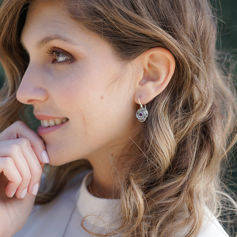 Amethyst Gemstone Earrings Sterling Silver - Danny Newfeld Collection