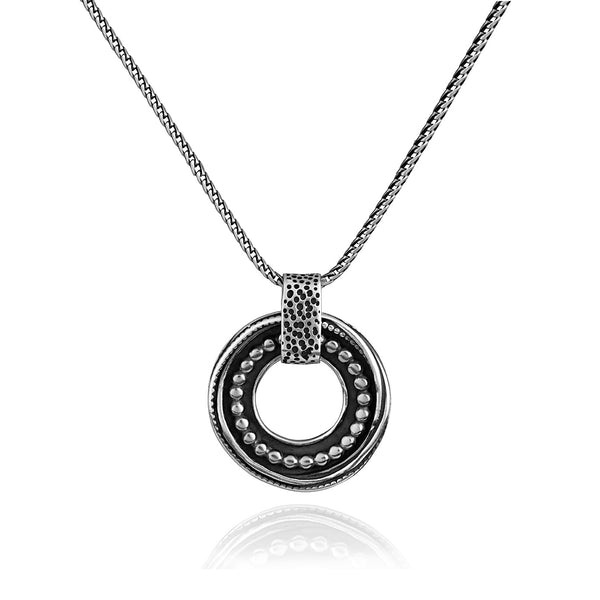 Men's Sterling Silver Beaded Pendant Necklace - dannynewfeld