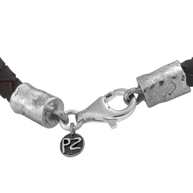 Men's Sterling Silver Braided Leather Bracelet - dannynewfeld