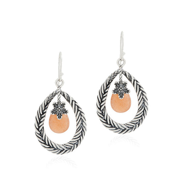 Pear Shaped Moonstone Dangle Earrings Sterling Silver