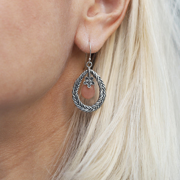 Pear Shaped Moonstone Dangle Earrings
