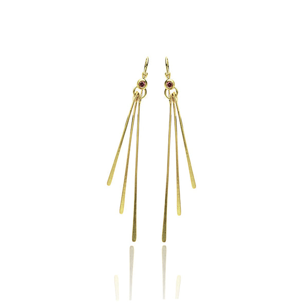 Gold Stick Dangle Tourmaline Gemstone Earrings 14K Gold - Danny Newfeld Collection