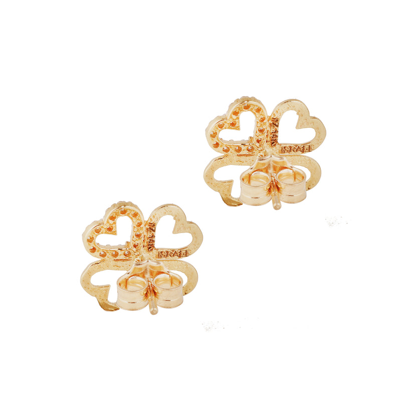 14K Gold Diamond Clover Stud Earrings