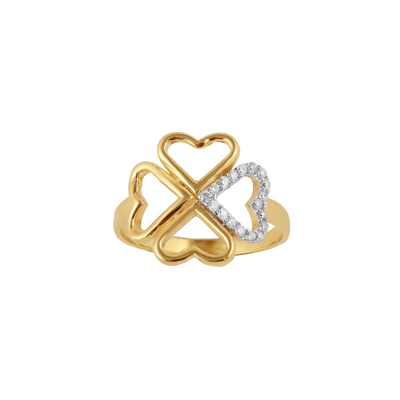14K Gold Diamond Accented Clover Ring