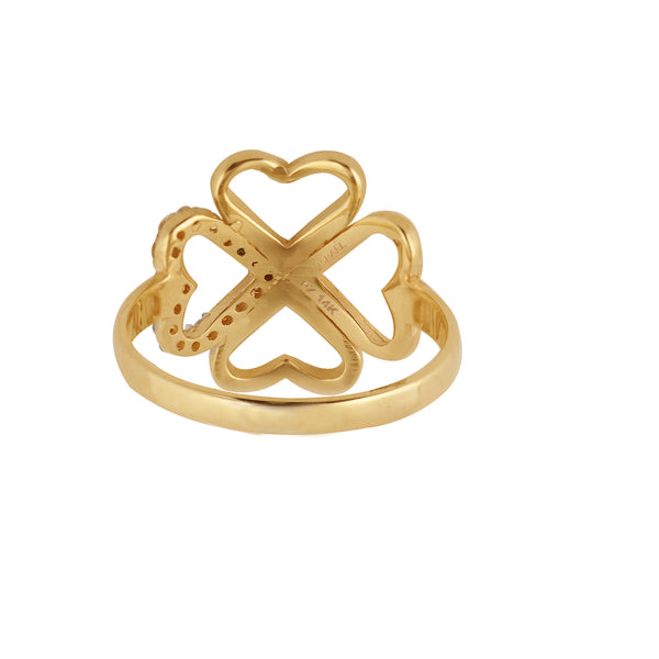 14K Gold Diamond Accented Clover Ring