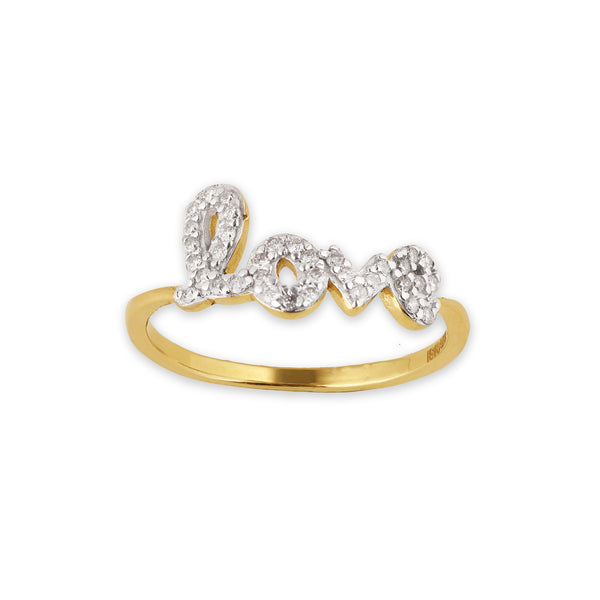 14K Gold Diamond Accented Love Ring