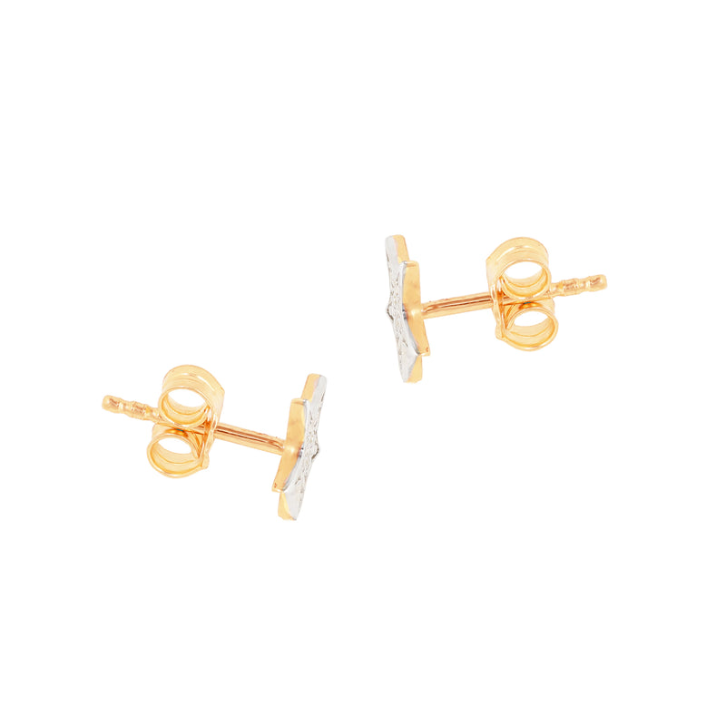14K Gold Diamond Star Stud Earrings