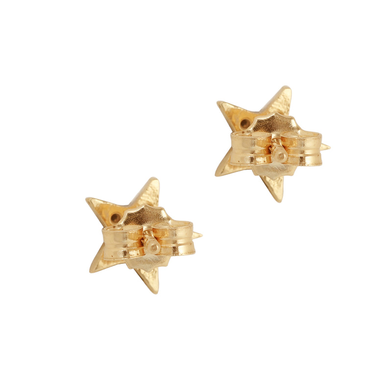 14K Gold Diamond Star Stud Earrings