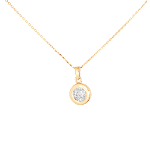 14K Gold Diamond Accented Round Pendant Necklace