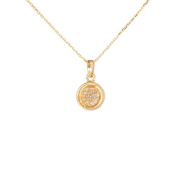 14K Gold Diamond Accented Round Pendant Necklace