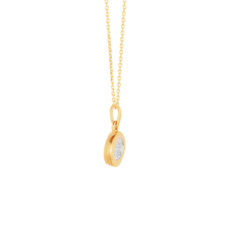 14K Gold Diamond Accented Round Pendant Necklace