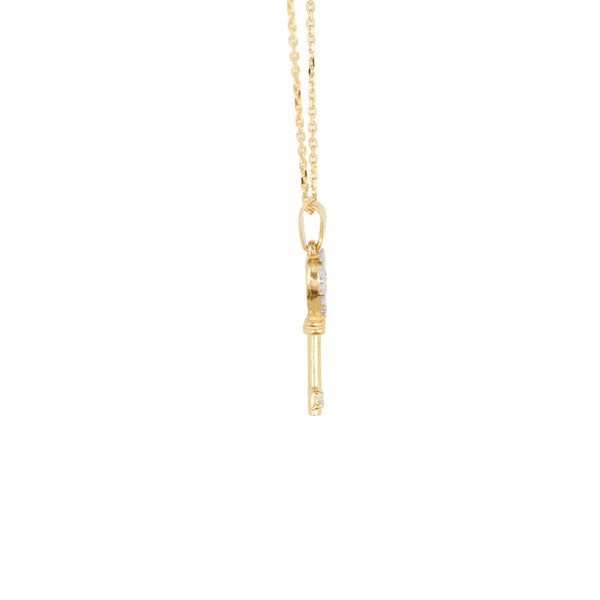 14K Gold Diamond Accented Key Pendant Necklace