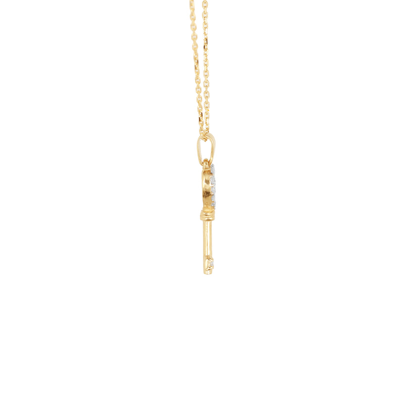 14K Gold Diamond Accented Key Pendant Necklace