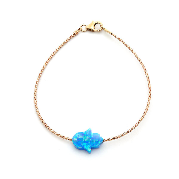 14K Solid Gold Bracelet with Opal Motif for Women