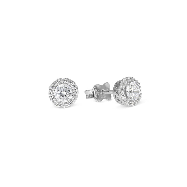 Solid White Gold Gemstones Stud Earrings