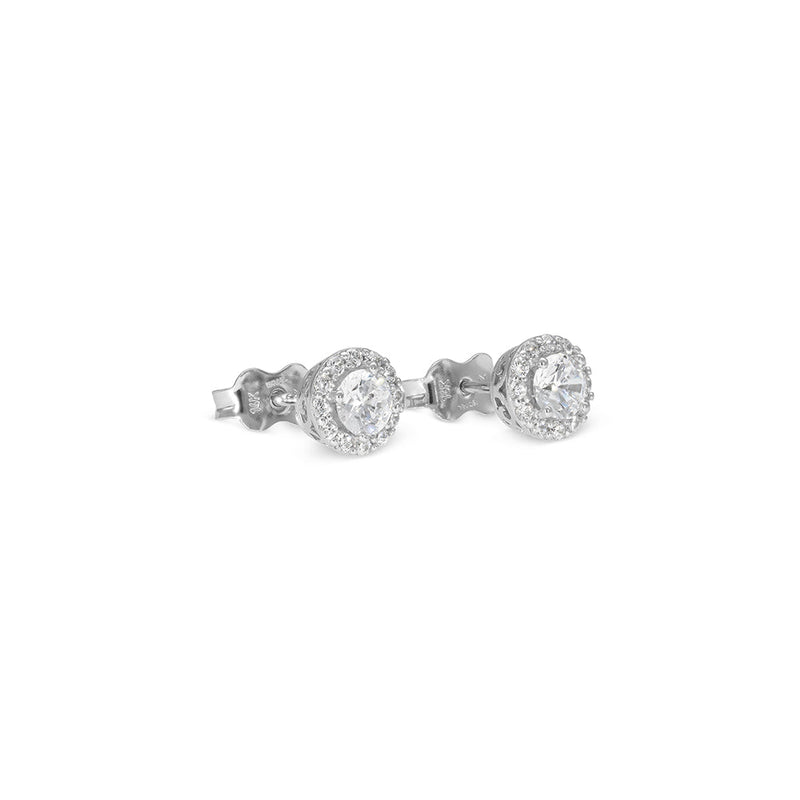 Solid White Gold Gemstones Stud Earrings