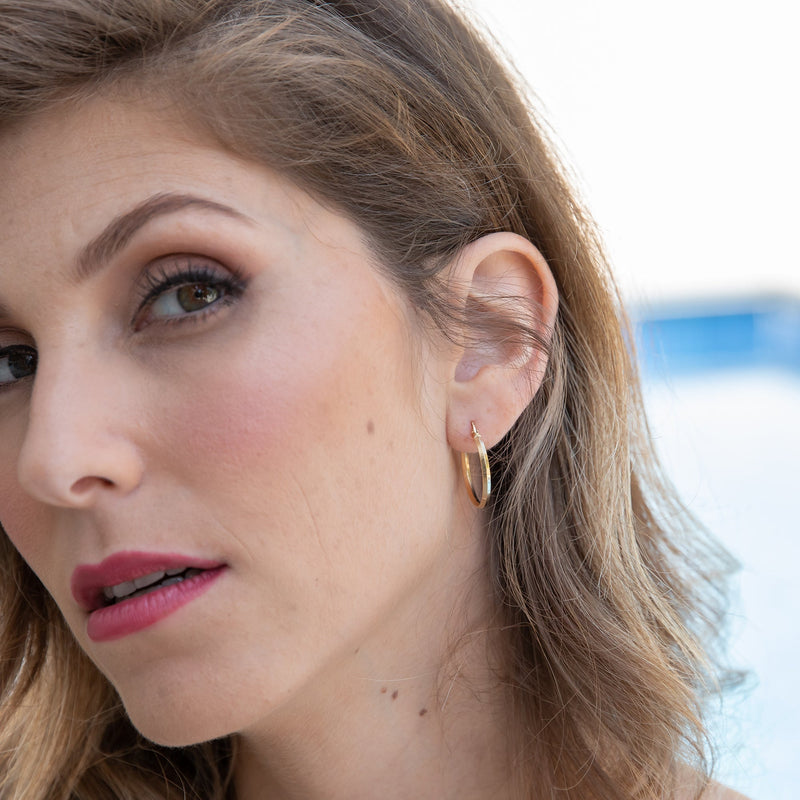 Solid Gold Knife Edge Hoop Earrings