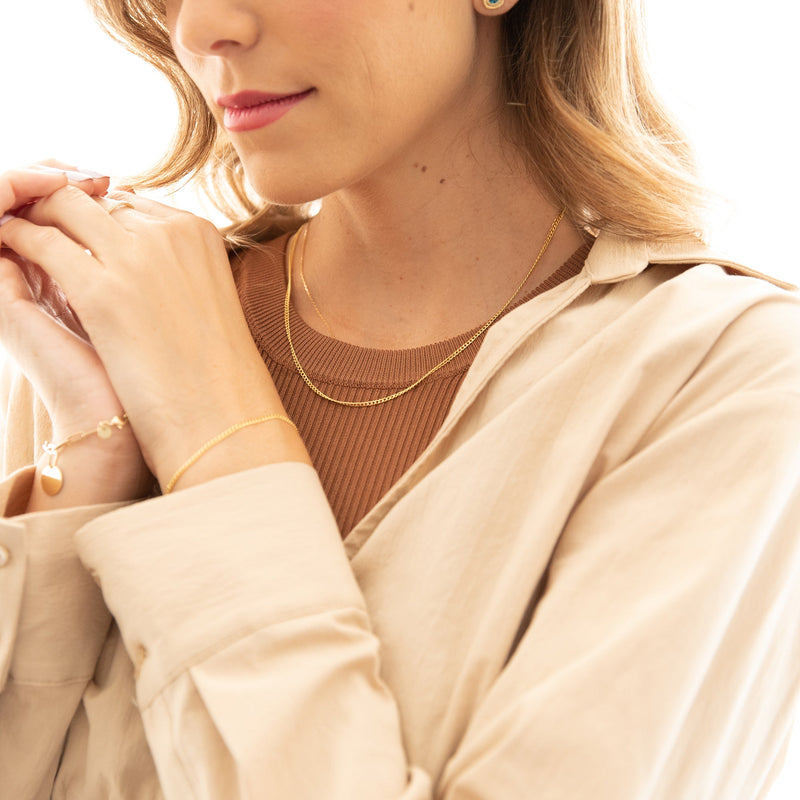 14K Solid Gold Curb Chain Necklace