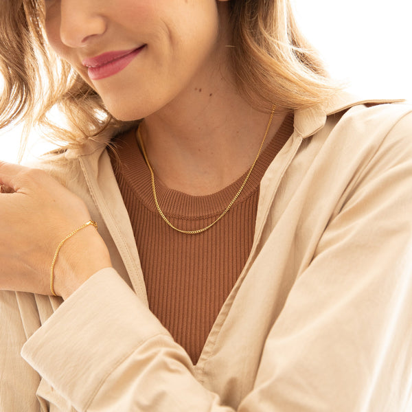 Solid Gold Curb Chain Necklace