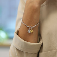 Two Heart Charm Stretch Bracelet