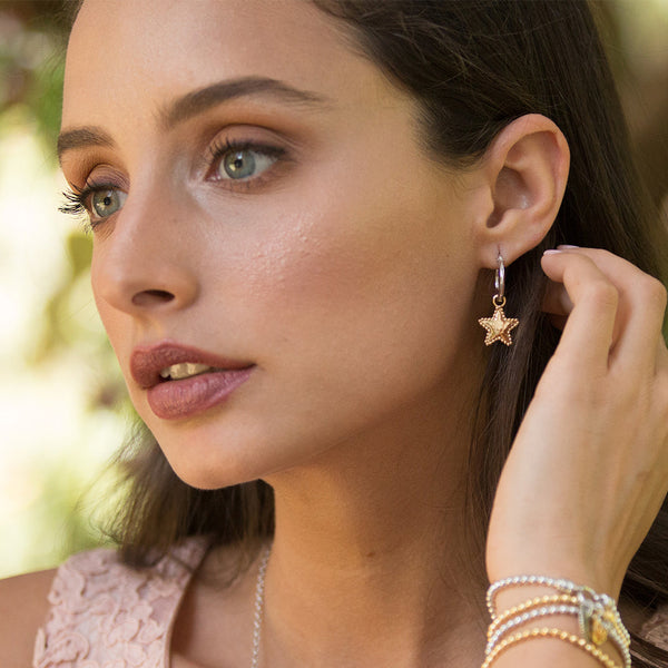 Star Charm Hoop Earrings - Danny Newfeld Collection