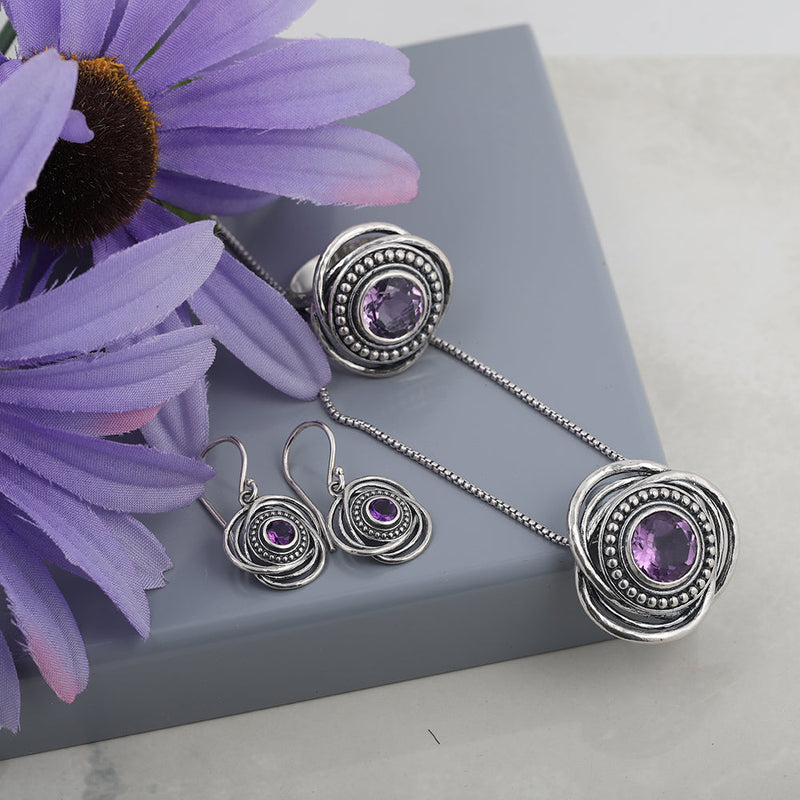 Amethyst Gemstone Earrings Sterling Silver - Danny Newfeld Collection