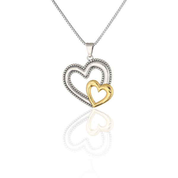 Nested Heart Pendant Necklace Sterling Silver - Danny Newfeld Collection