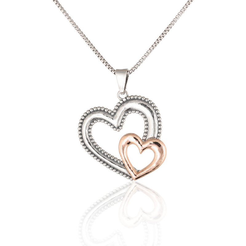 Nested Heart Pendant Necklace Sterling Silver - Danny Newfeld Collection