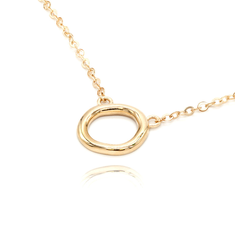 Solid gold Karma Open Circle Trio set of Earrings, Necklace and Ring