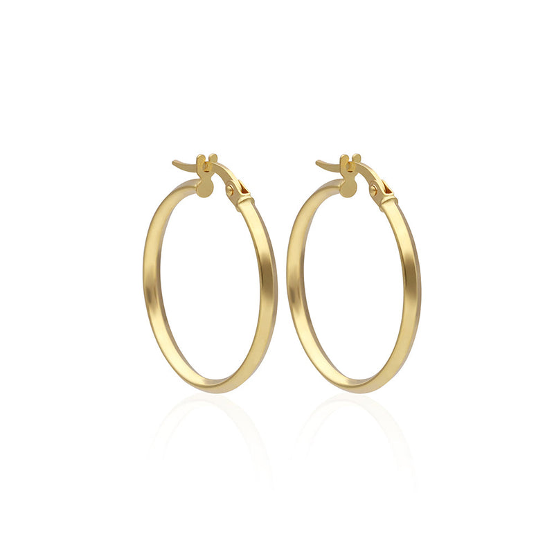 Solid Gold Knife Edge Hoop Earrings