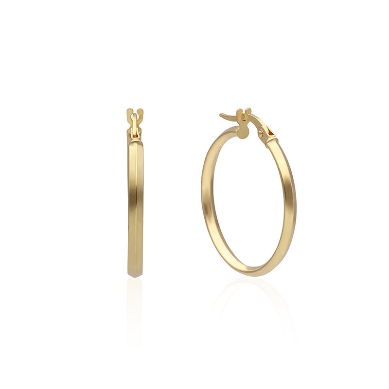 Solid Gold Knife Edge Hoop Earrings