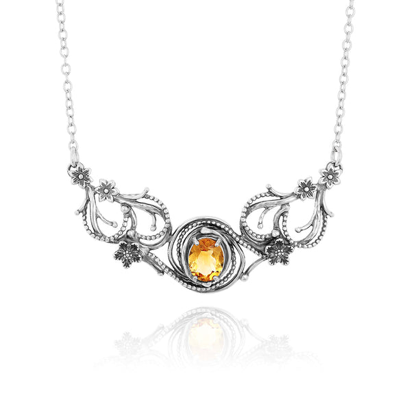 Gemstone Textured Swirl Necklace