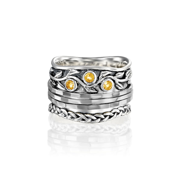 Gemstone Spinner Ring with Organic Design